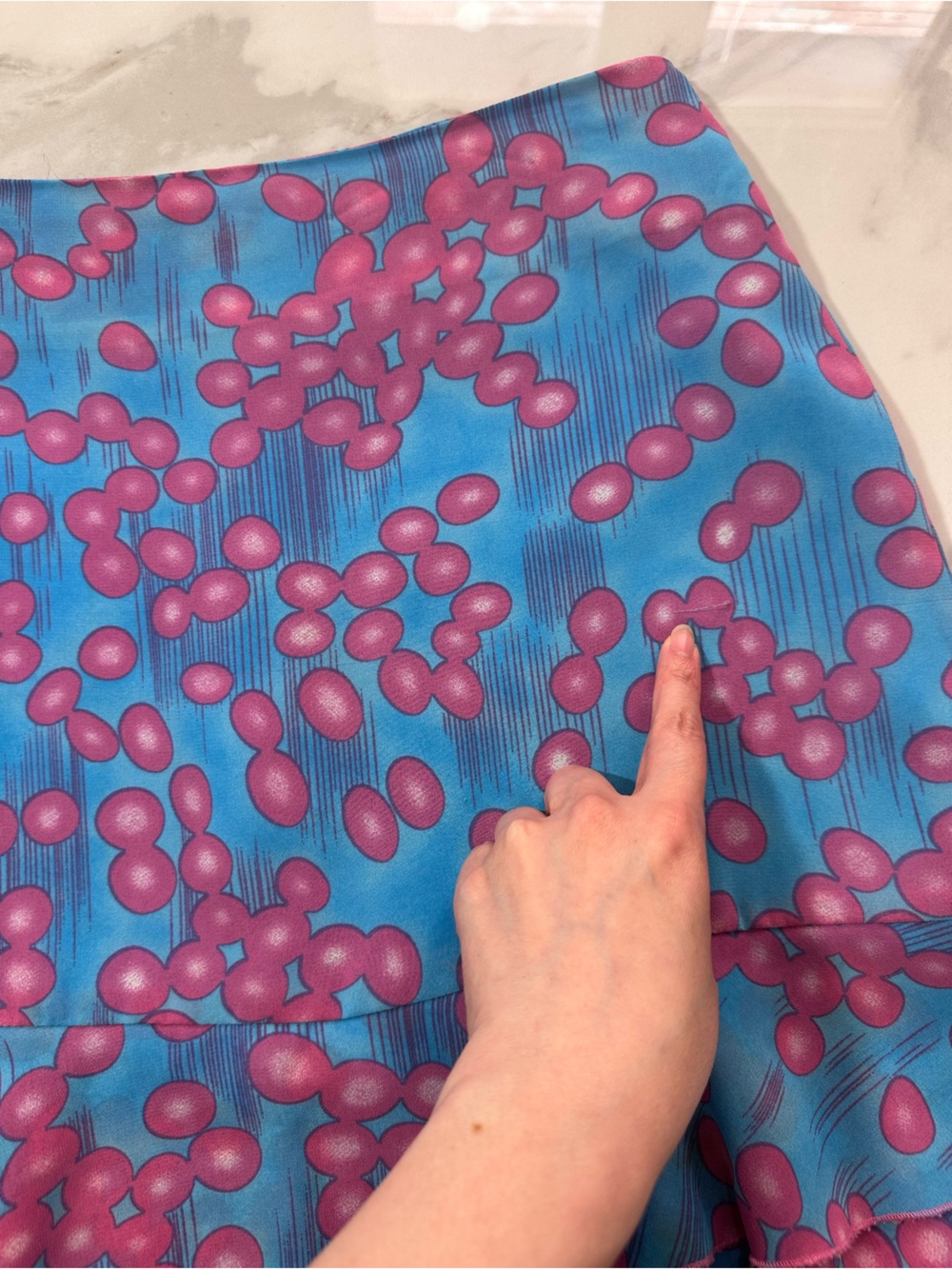 VINTAGE 90s SMART SET Bright Blue & Pink Patterned Ruffle Hem Chiffon Skirt Sz 5 - Picture 8 of 9
